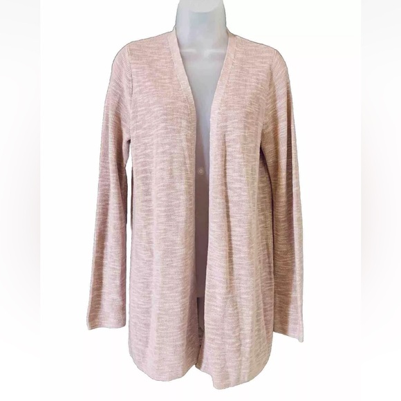 J Jill Women's Size S Linen Blend Longline Beachy Coastal Open Cardiagan Pink - Picture 11 of 11